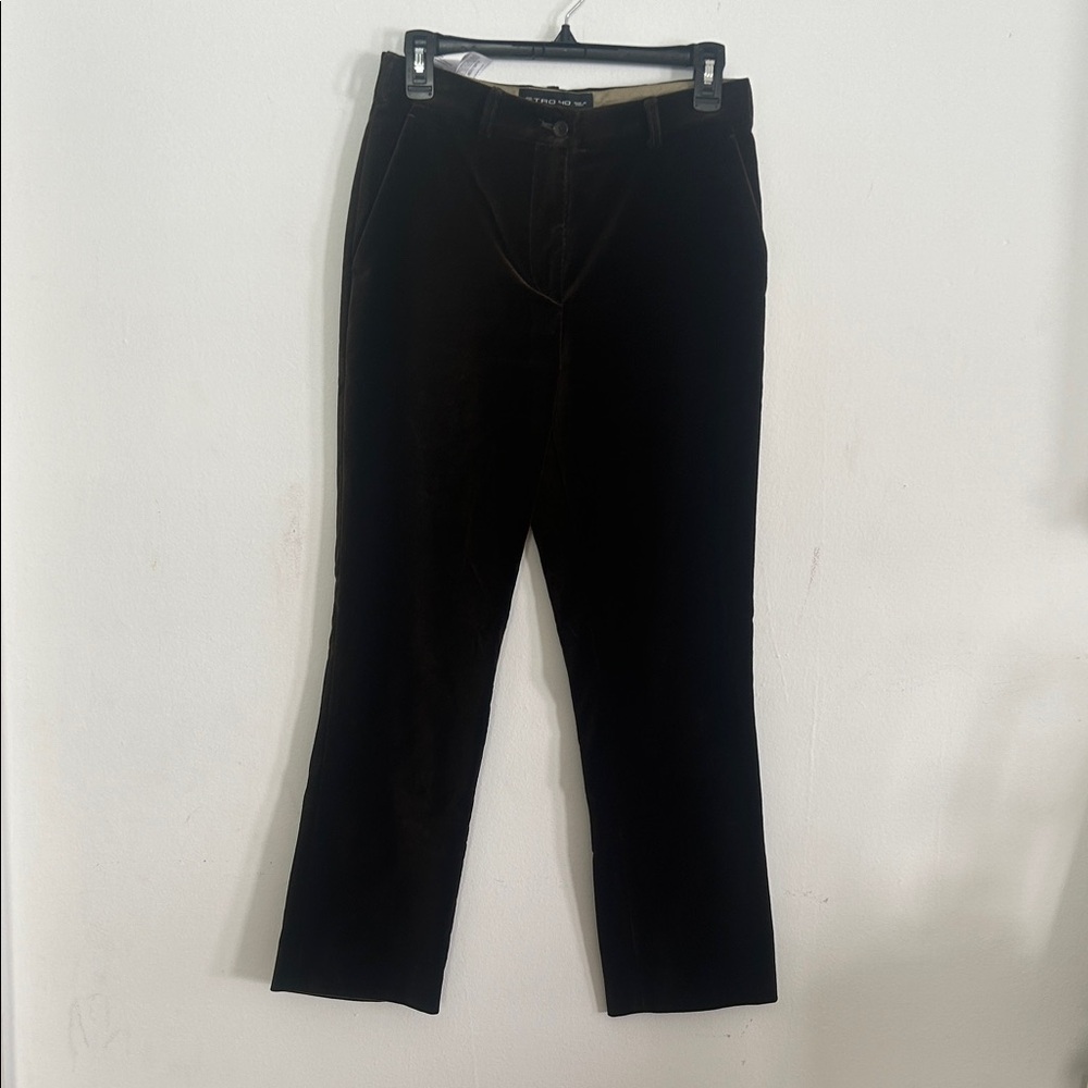 Etro Black Velvet Straight-Leg Pants